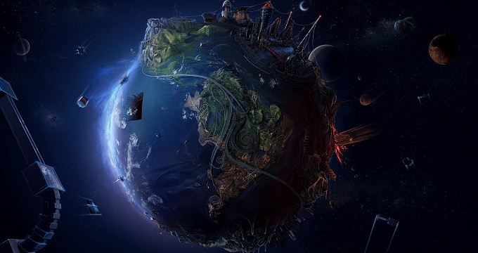 Image of Earth with cities