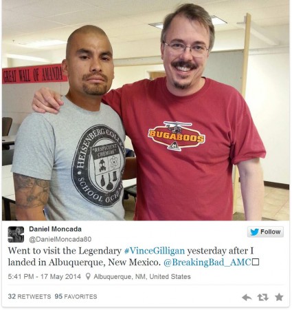 Vince Gilligan stands with Daniel Moncada