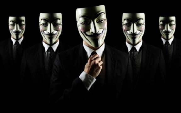 Anonymous members wearing masks