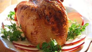Pictured here is an apple infused basted turkey