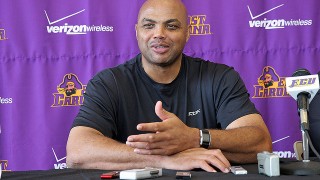 Charles Barkley speaks at a press conference