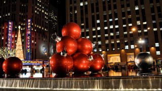 A Christmas display in New York at Radio City Music Hall
