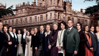 The entire cast of Downton Abbey in costume
