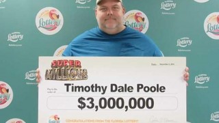 Pictured is Timothy Poole once he won the lottery