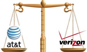 Pictured a scale of Verizon vs. AT&T