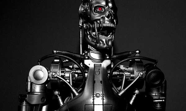 A scary AI Terminator like robot