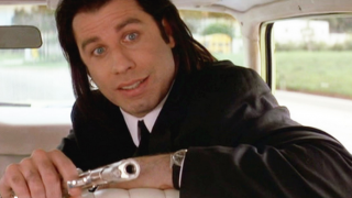 Travolta as Vince in Pulp Fiction