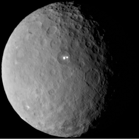 Two bright spots in crater of Ceres Northern Hemisphere