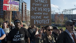 A group of protesters in the Freddy Gray case