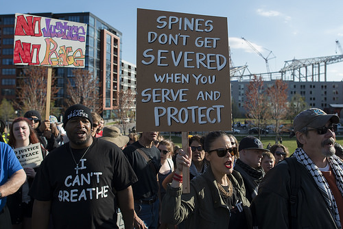 A group of protesters in the Freddy Gray case