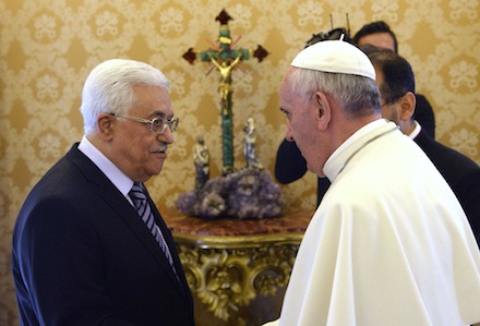 Pictured Pope Francis and President Abbas 5/16/2015