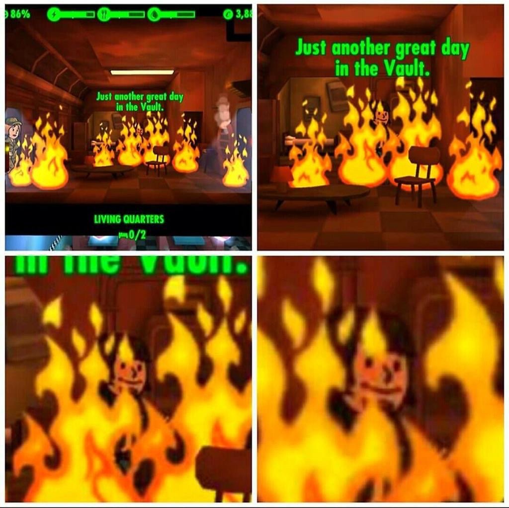 Fallout shelter burning