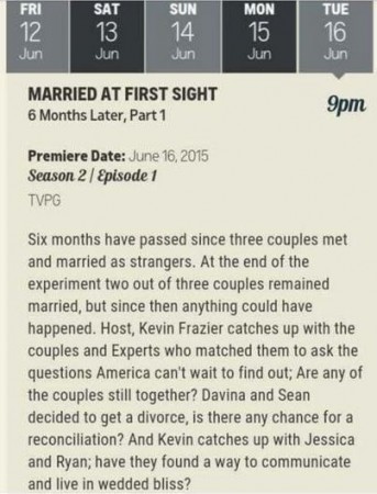 screen shot showing Sean and Davina divorce