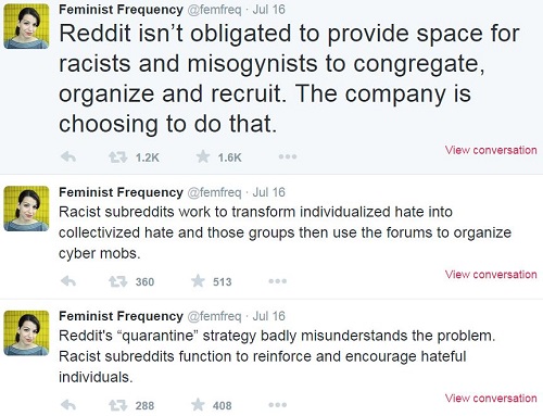 Anita Sarkeesian takes aim at reddit tweets